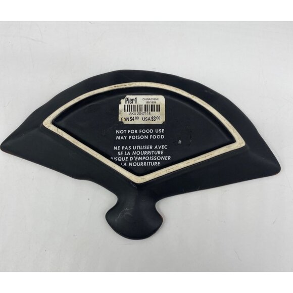 Pier 1 Ceramic Fan-Shaped Trinket Dish In Crackled Turquoise Glaze 8" - Picture 4 of 8